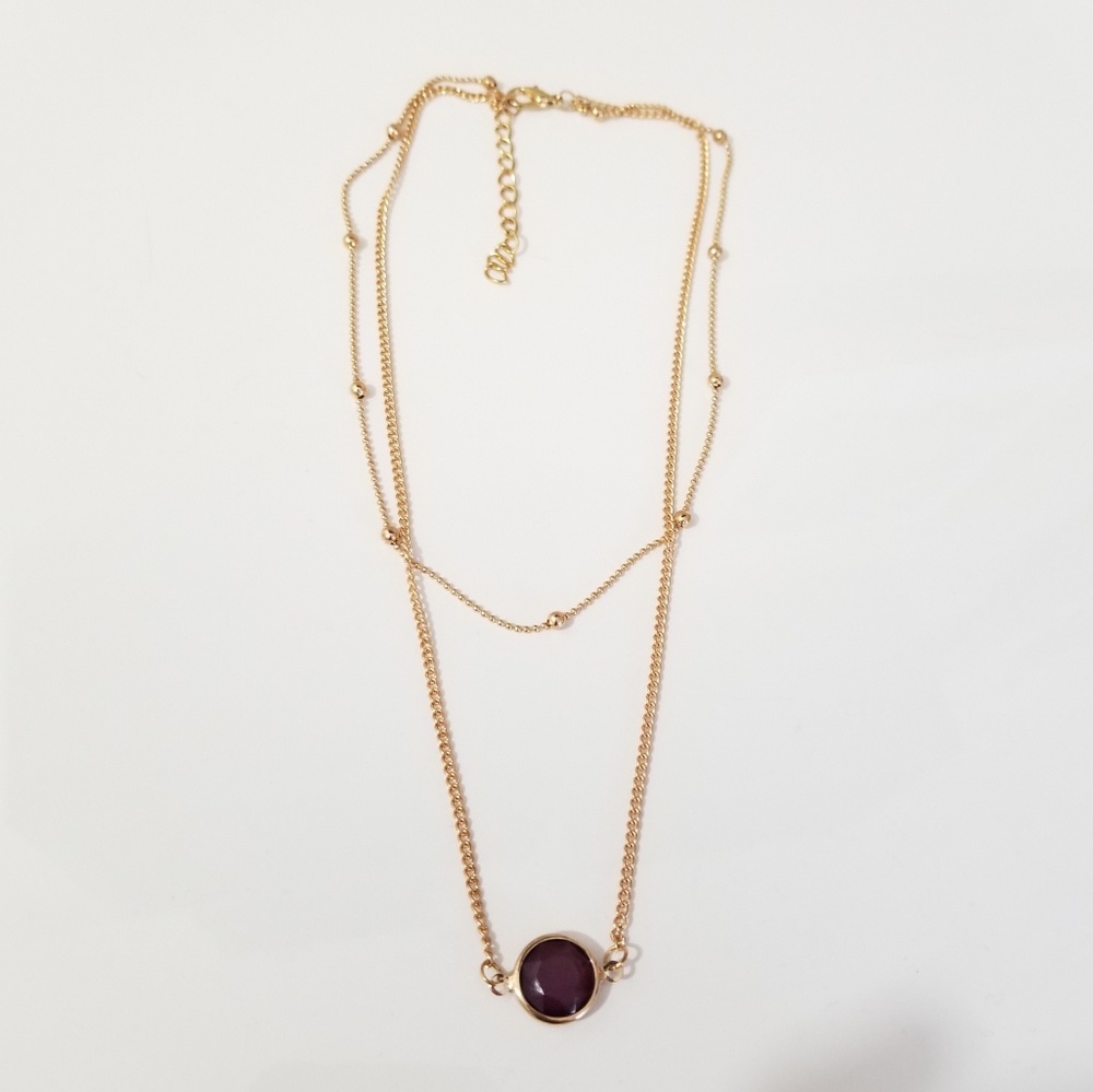 Red Crystal Tiered Gold Choker